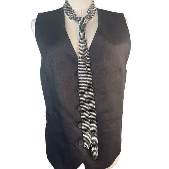 2/$30 Crystal Rhinestone Mesh Tie Necklace For Women - Adjustable Chain NWT - Picture 9 of 11